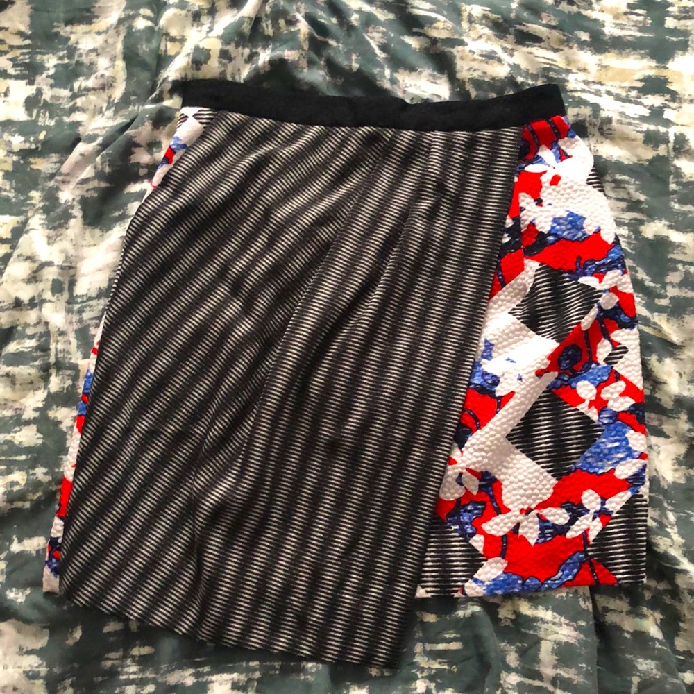 Peter Pilotto For Target Womens 4 Patterned Faux Wrap Asymmetric Skirt Lined
